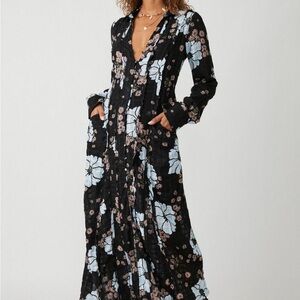 Free people bohemian hippie flower child back at it floral maxi dress medium
